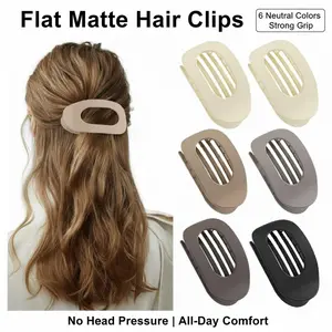Matte Oval Flat Clip Solid Color Hollow Frosted Hair Clips Women Girls Casual Half Ponytails Hair Claw Accessories