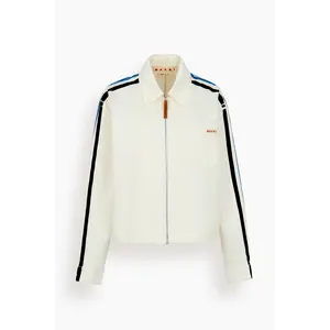 Gabardine Zip Overshirt in Lily White