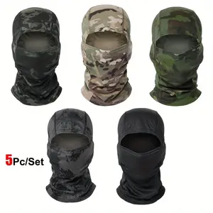 5-Pack Sports Balaclava Breathable Quick-Drying Full Face Mask with UV Protection, Lightweight Polyester Fabric, Camouflage Pattern, Multi-Purpose Headwear Suitable for Outdoor Activities