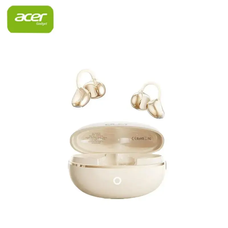 Acer OHR654 Clip On Wireless Headphones with Bluetooth 6.0 for Faster, Stable Connection, DT6.0 Pulse Directional Tech, 360° ACS Panoramic Sound, IPX5 Waterproof Audio Earbuds for Music & Calls, Comfortable for Sports, Compatible with Android & iOS White