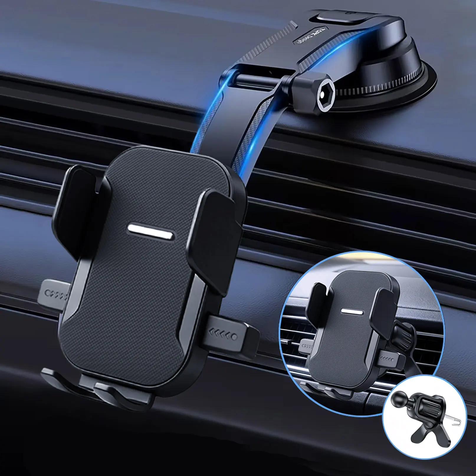 Car Phone Holder Mount, 3 in 1 Suction Cup Dashboard Windshield Air Vent Cell Phone Mount, Universal Phone Stand for All Mobile Phones