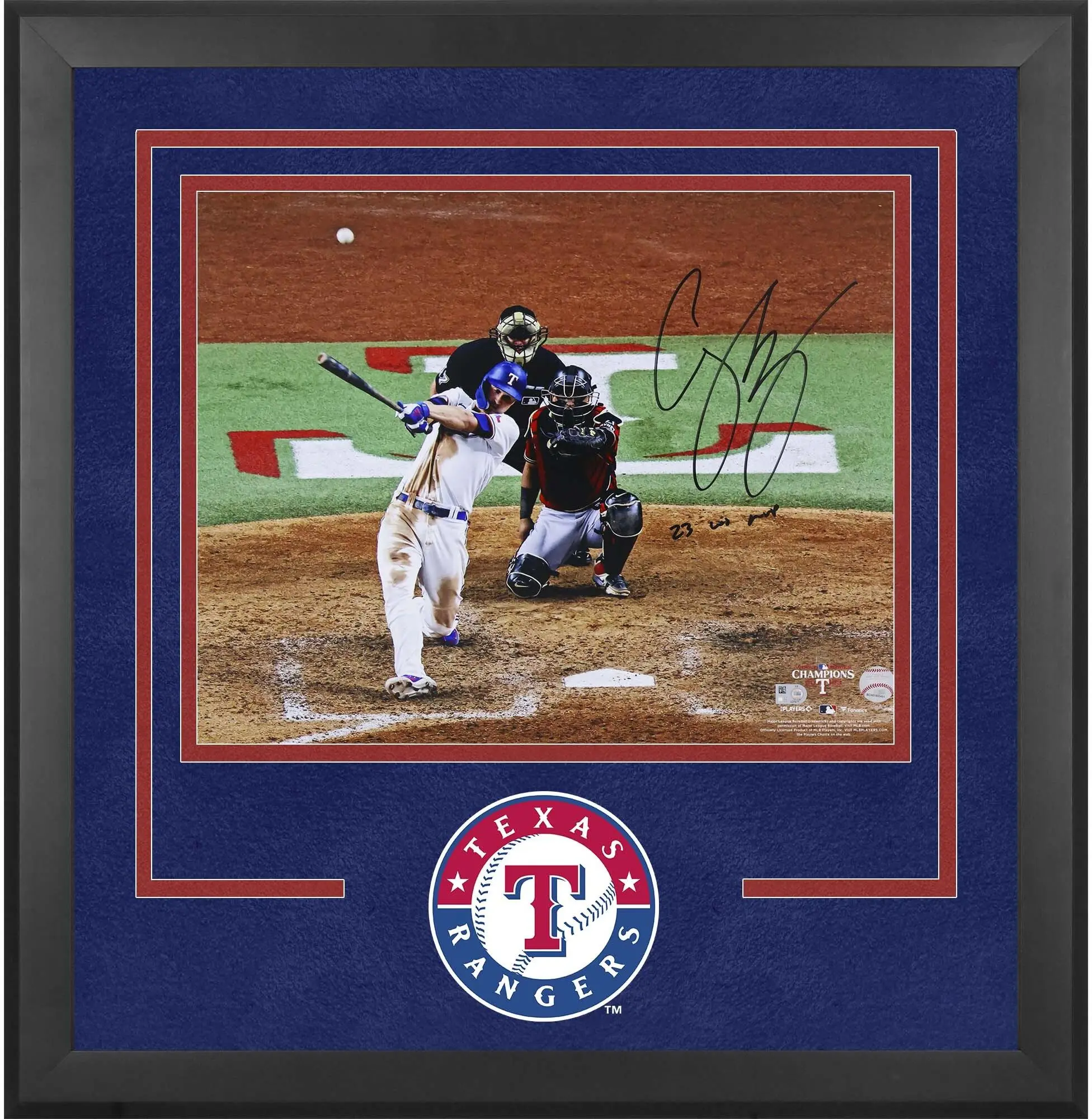 Corey Seager Texas Rangers 2023 MLB World Series Champions Deluxe Framed Autographed 16" x 20" World Series Hitting Spotlight Photograph with "23 WS MVP" Inscription - Fanatics Authentic Certified