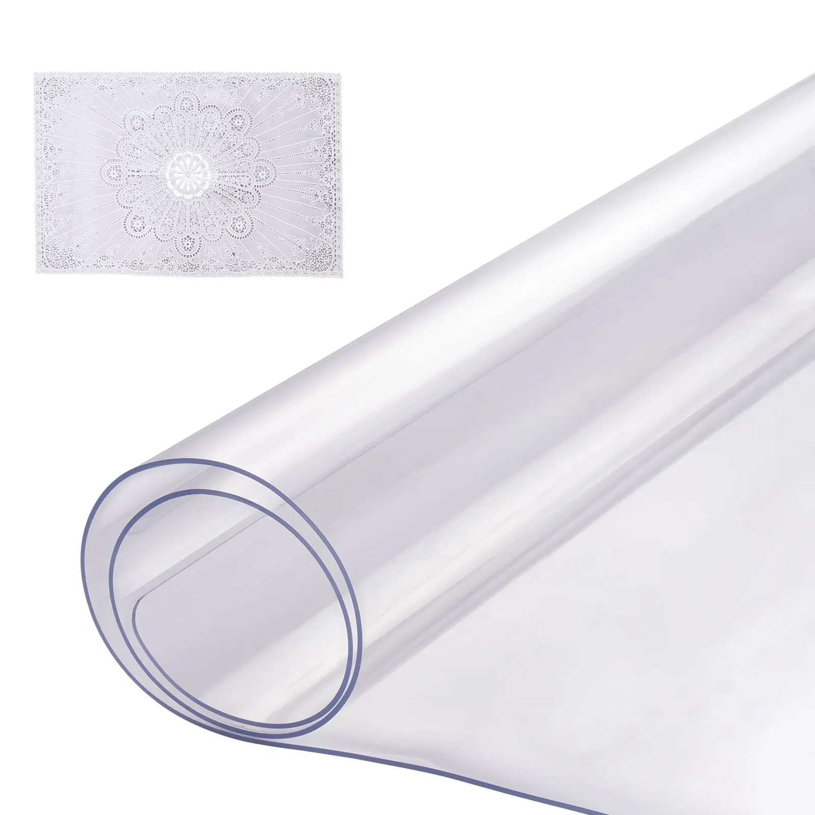 【DealsForYouDays】VEVOR Plastic Table Cover, 16 x 32 Inch 1.5 mm Thick Clear Table Protector, Rectangle PVC Desk Mat, Waterproof & Easy Cleaning Desk Pad Tablecloth, for Office Dresser Dining Room Table Night Stand