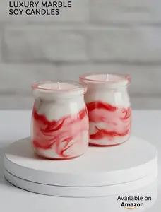 Red Marble Candles with Unique Marble Pattern for Home Decor and Gifting Ideal for Enhancing Any Setting Decorative