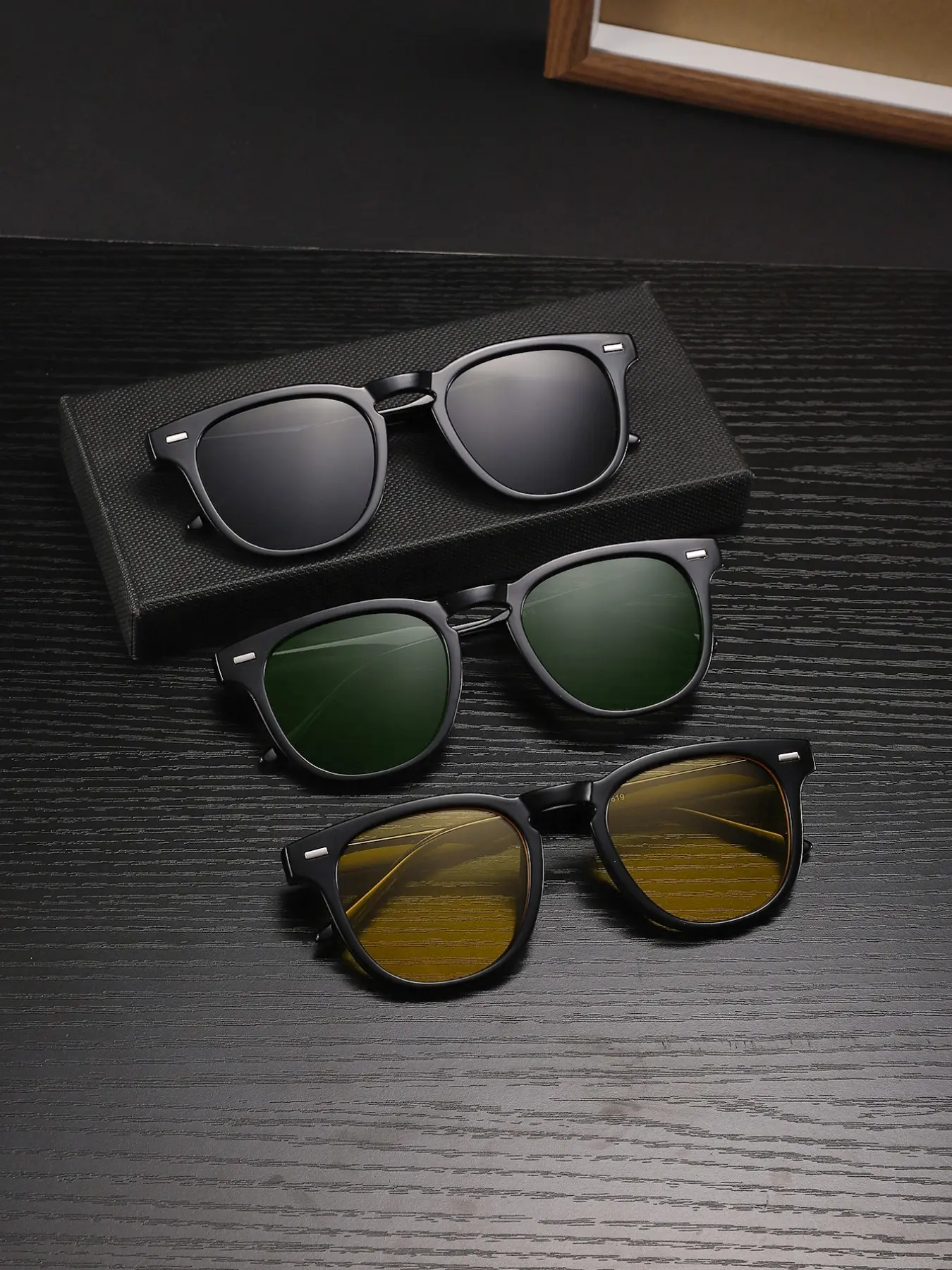 Men's Square Frame Sunglasses, Classic Lightweight Frames, Trendy Casual Sunglasses, Simple Versatile for Daily Outdoors Commuting, Classic Shades, 3 Pairs Pack