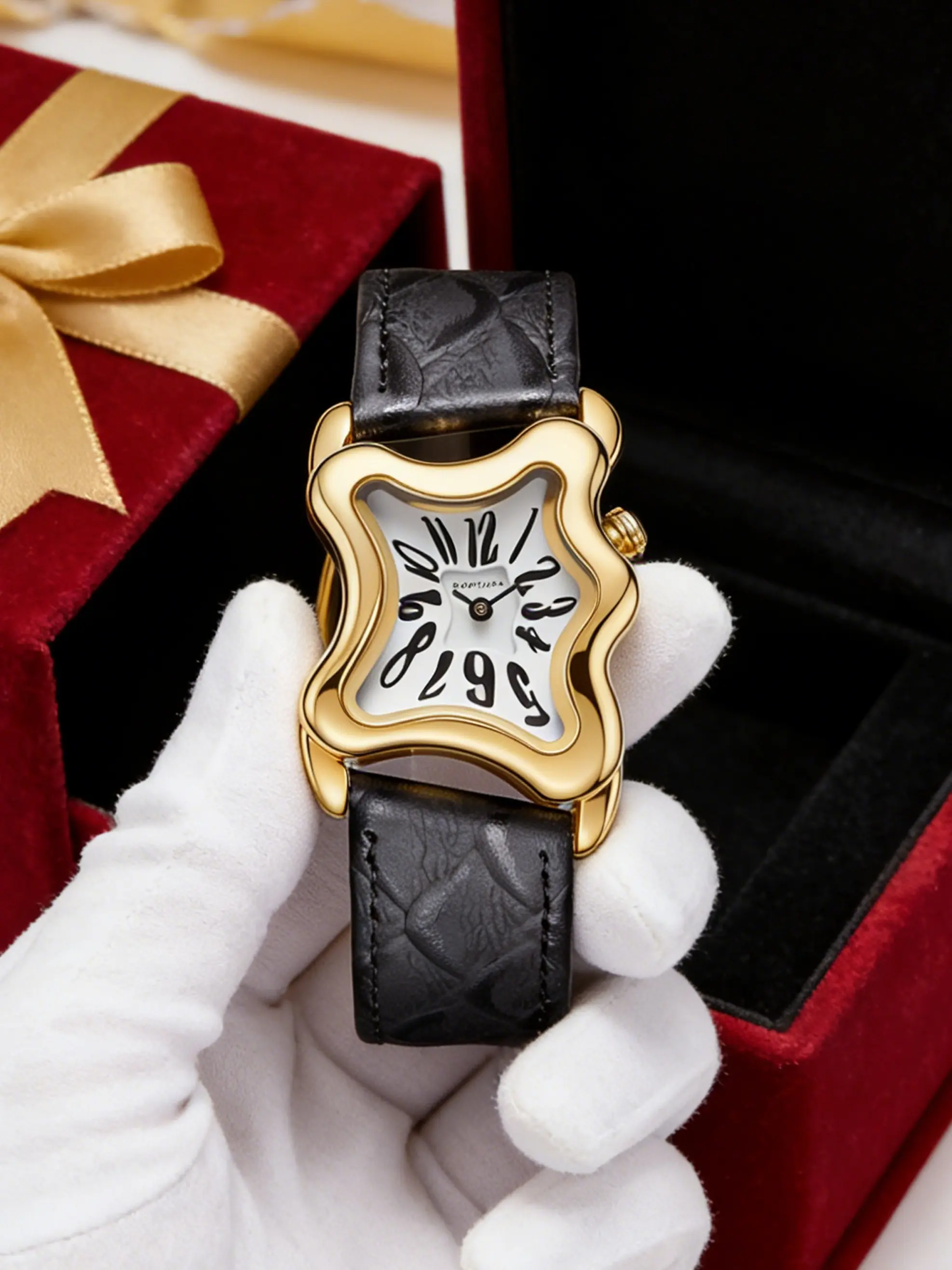 Unisex Y2K Melted Distorted Quartz Watch, Fashionable High-End Waterproof Vintage Style, Unique Middle Age Design, 1 Piece, Quartz Analog Watch, Stylish Watch, Quartz Wristwatch, Casual Analog Watch