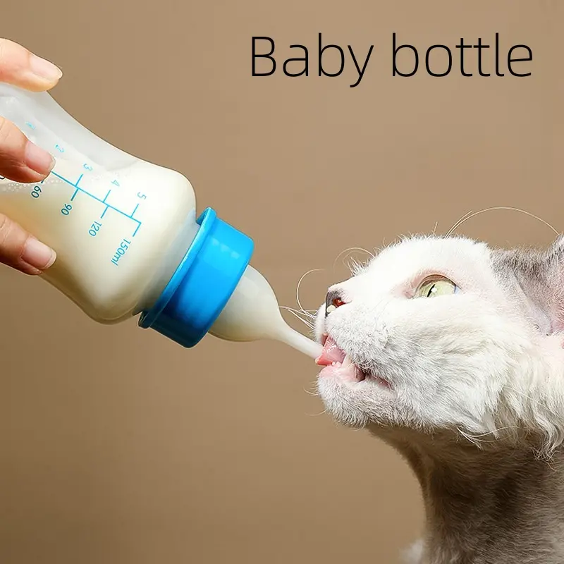 6-Piece Pet Cat Milk Bottle Set, Newborn Kitten Feeding Bottle, Puppy Feeding Bottle, Universal for Dogs & Cats, Quantitative Dispensing, Silicone Liquid Feeder