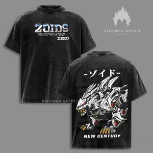 Liger Zero Zoids New Century Zero T-Shirt, Oversized Washed Vintage Anime Tee, Mecha Robot Graphic Shirt, Retro 90s Japanese Anime Streetwear