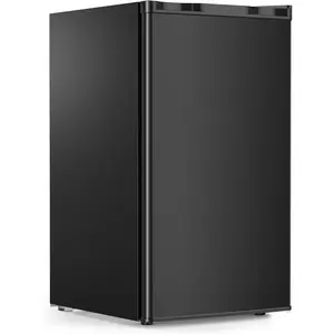 Kismile 3.2 Cu.Ft Mini Fridge with Freezer Single Reversible Door Compact Refrigerator Adjustable Thermostat 2 Removable Shelves Small Dorm Fridge for Bedroom Office Kitchen Dorm Black