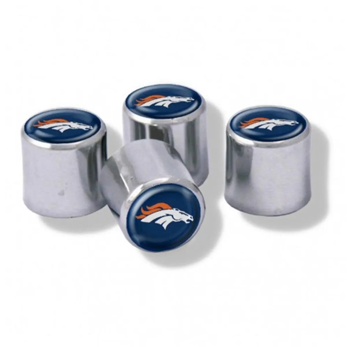 Wincraft Denver Broncos Official Licensed Sports Valve Stem Caps - 4-Piece Polyurethane Set with Team Logo & Domed Insert, Twist-On Universal Fit Sports Collectible Accessory (Official Product License)