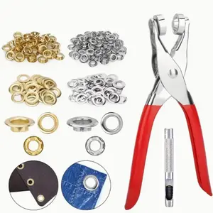 Metal Eyelet Tool Set, Silver Color Eyelets, Sewing and Craft Punch Press Kit, Five Claw Snap Button Installation