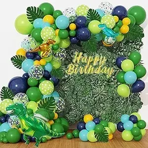 157Pcs Dinosaur Balloons Garland Arch Kit, Yellow Green Balloons Dinosaur Birthday Party Supplies Birthday Party Decorations