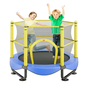 VEVOR 5FT Trampoline for Kids, 60" Indoor Outdoor Trampoline with Safety Enclosure Net, Basketball Hoop and Ocean Balls, Mini Toddler Recreational Trampoline Birthday Gifts for 3+ Years Kids