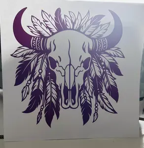 Automotive & Motorcycle Skull Decal with Feathers, Durable Adhesive Sticker for Motorcycle Accessories