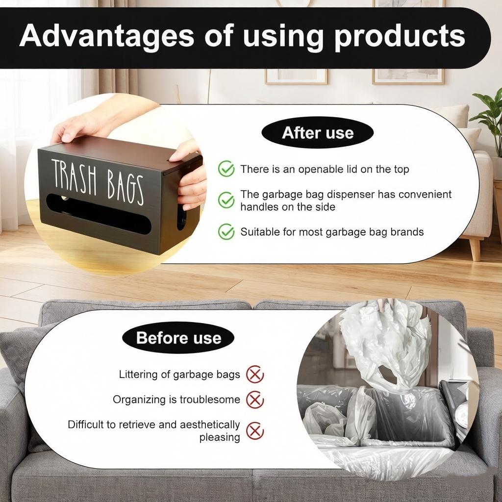 Large Capacity Trash Bag Organizer – Space Saving Garbage Bag Dispenser Box, Foldable Under Sink Storage, Clear Trash Bag Holder for Kitchen, Pantry, Apartment Must Have