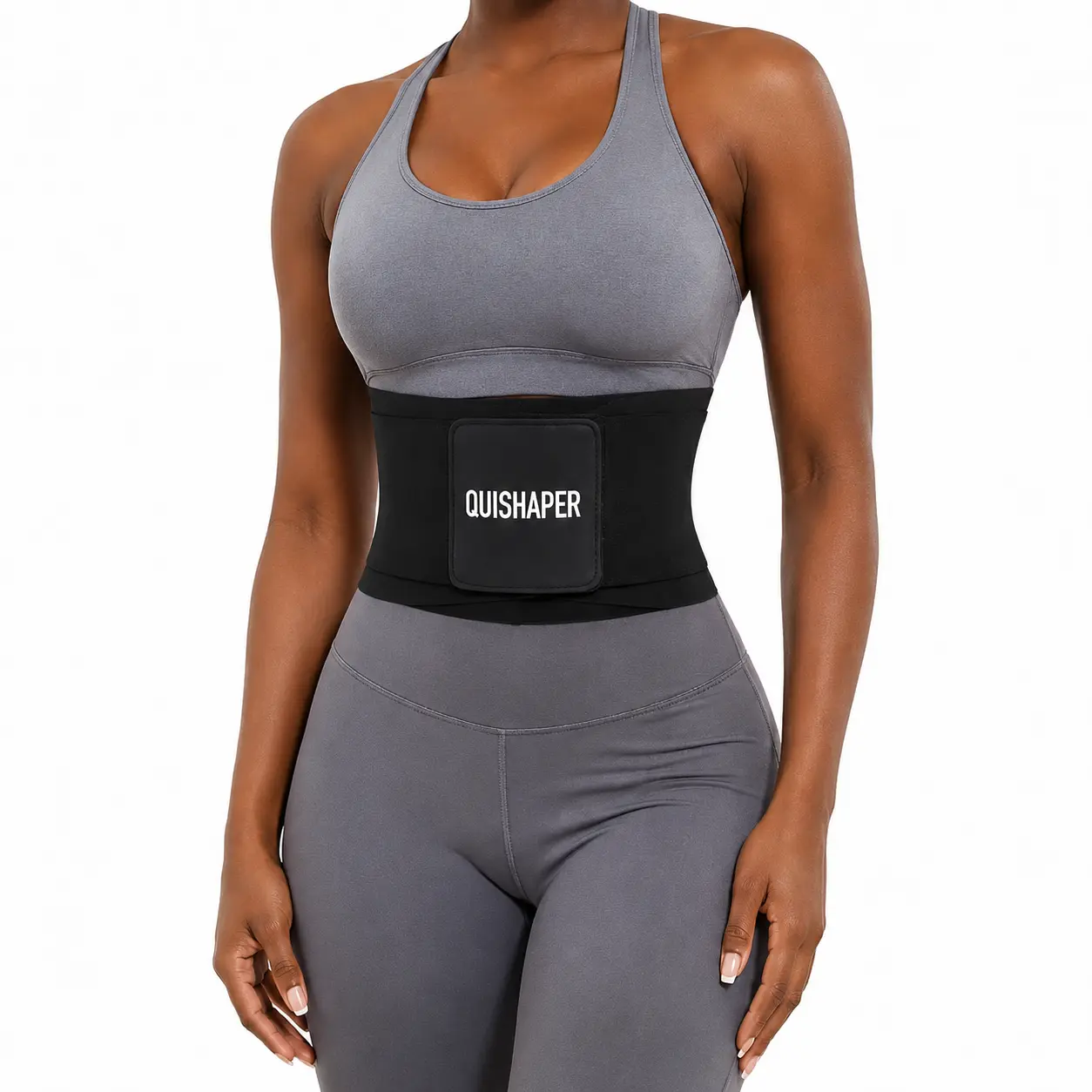 QUISHAPER Women's Fitness Waist Trainer - Thick Band Compression Belt, Workout Waist Trimmer, Body Shaping Stomach Wrap for Core Support, Increased Sweat, Easy Cleaning