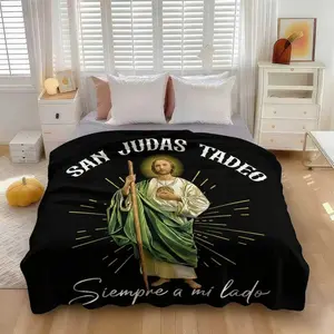 Blessed San Judas Tadeo Blanket  Soft Funny Throw Blanket Cozy Lightweight Plush Portable Cover Blanket For Sofa,Warm Gift For Birthday,Christmas,Multiple Blanket