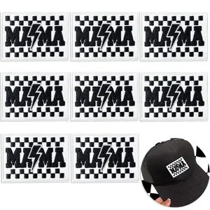 CY 8PCS Iron on Patches MAMA Phrase Embroidered Appliques for Clothing Lightning Black White Styles Funny Patch Repair DIY Accessories