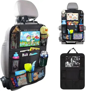 Car Organizer Back Seat with 9 Storage Pockets & 10″ Tablet Holder, 1Pack Seat Back Cover for Kids Toddlers, Kick Mats Protector, Keep Cars Vehicles Organized & Tidy, Travel Accessories