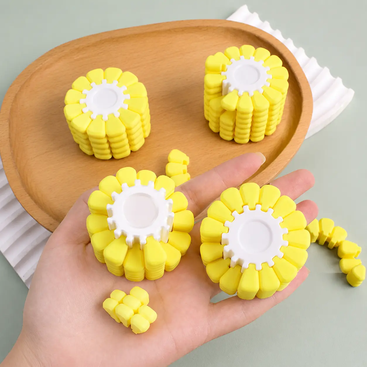 3D-Printed Corn Cube Stress-Relief Puzzle - 2 Difficulty Levels, Educational Shape Sorter, Mini Russian Block Tabletop Brain Teaser Toy for Parties