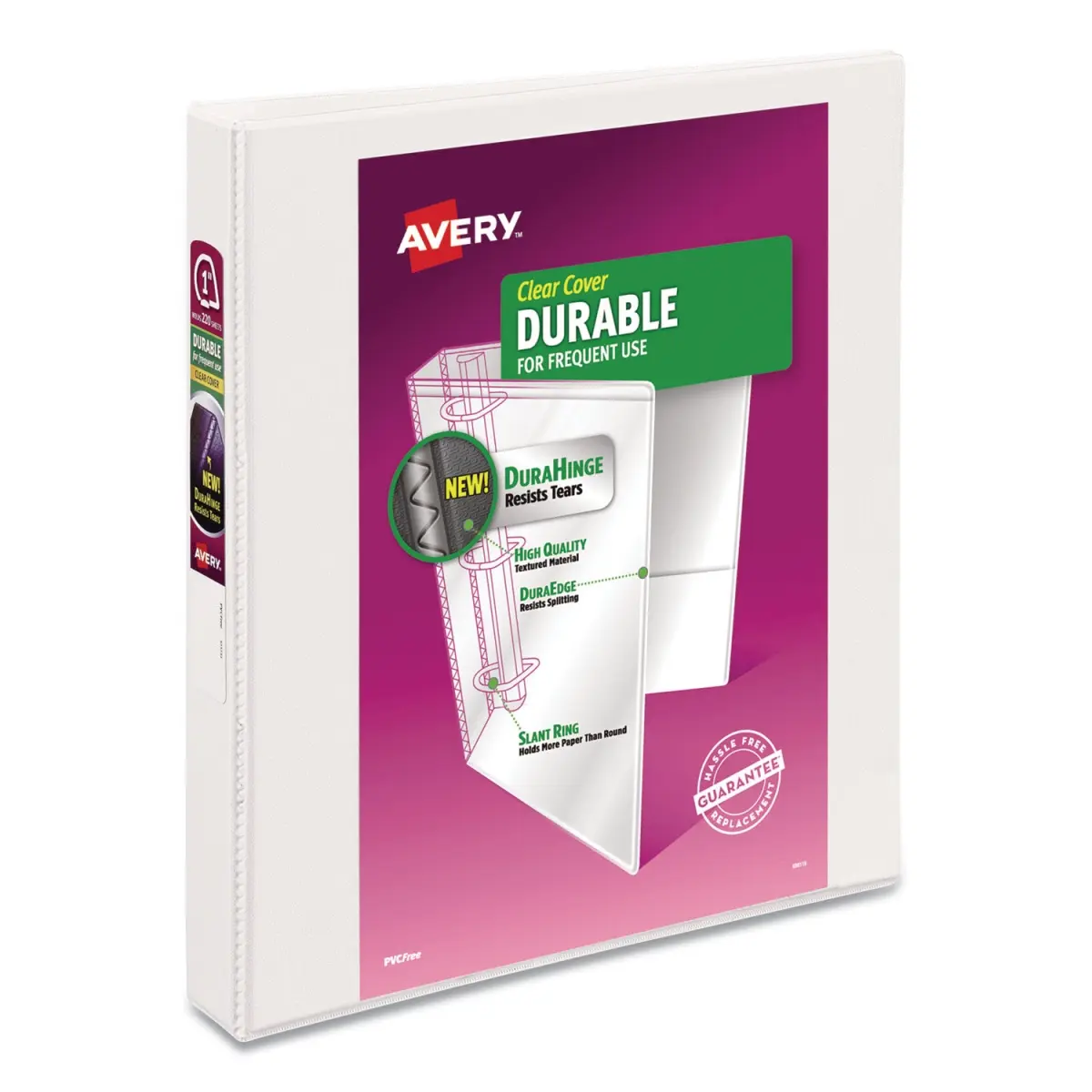 Avery AVE17575 1 in. Durable View Custom Binder with Dura Hinge, Slant Rings - White, Pack of 4 Binders, Custom Binder Binders