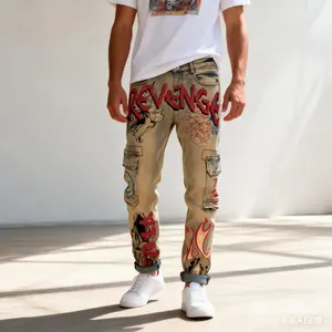 Men'S Versatile Workwear Jeans Featuring Retro Prints for Street Fashion Casual Menswear Streetwear Breathable Classic  Streetwear -3367 Pants Fabrics Trouser Tapered Stretch skinny jeans baggy jeans for men jeans pants for men  old navy denim