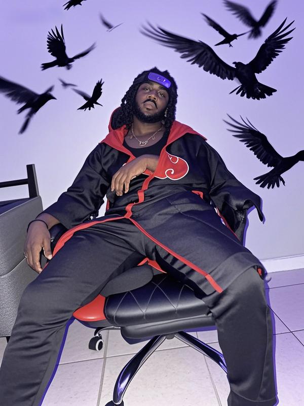 Akatsuki Cloak for Kids Adult Long Black Robe Capes Halloween Carnival Cosplay Costume with Accessories