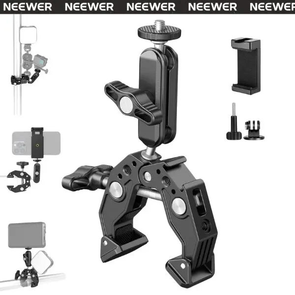 NEEWER ST83/ST85 Camera Super Clamp Mount  with Magic Arm, 2 x 360° Ball Heads, 1/4" Threads, Cold Shoe, ARRI-Compatible for DSLR, Action Camera, Tripod, Smartphone Accessories, Digital Camera