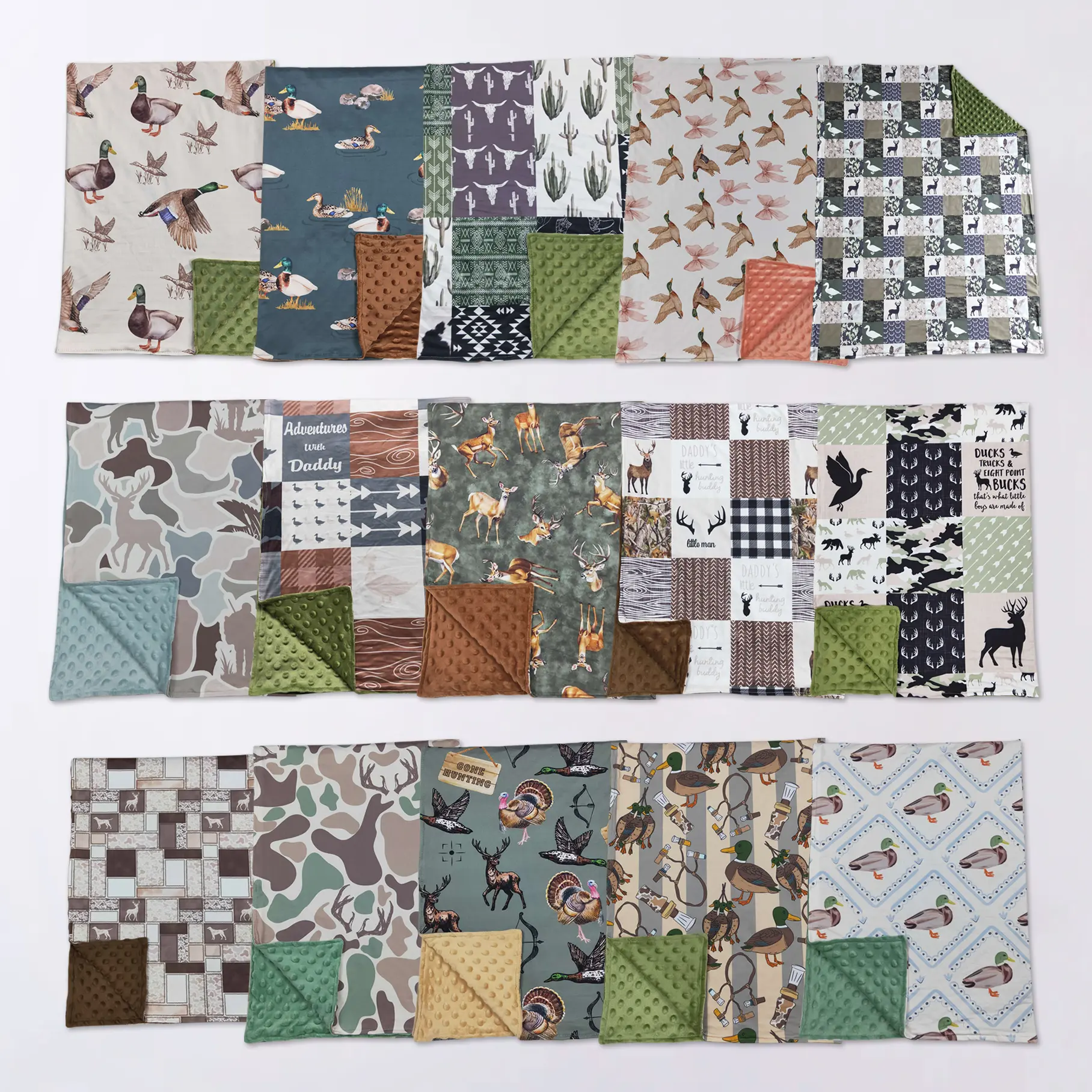 Hunting Duck Baby Blanket Country Mallard Deer Camo Minky baby Blanket, Cozy Snuggle Blanket for Toddler & Newborn Boys  Girls