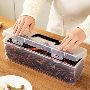 Portable Plastic Storage Box with Handle, Organize Brushes Tools Decorations, Food Grade Kitchen Spice Organizer, Handheld Spice Container