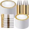 WELLIFE BPA-Free Plastic Round Hollow Edge Disposable Gold Dinnerware Set (50+ Pieces) - Cups, Forks, Knives, Spoons, Napkins, Dinner & Dessert Plates for Birthday, Dinner Parties