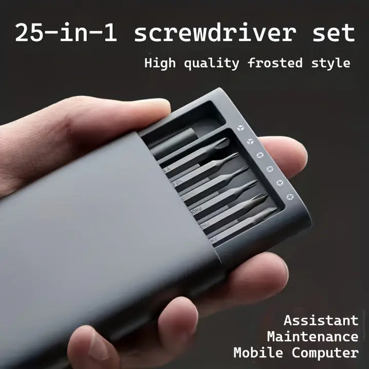 25-Piece Mini Screwdriver Set (Tools and Gadgets) - Compact Grip, Dual Heads, Precise Size Bits, Flat Head, Phillips for Phone Repairs, Electronics Handling