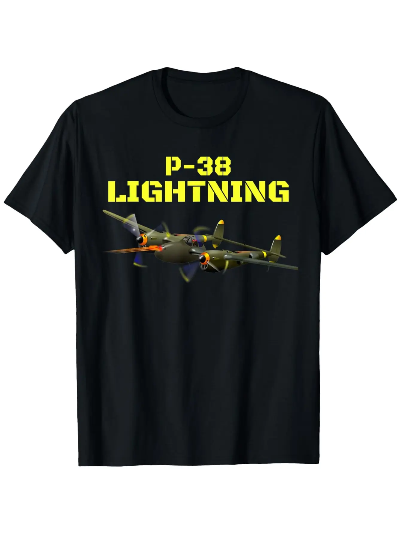 Unisex P-38 Lightning Airplane Graphic, Printed Te unisex soft cotton short sleeve t shirt, vintage graphic casual tee for men women teens, perfect birthday holiday gift for camping travel gym daily street  wear