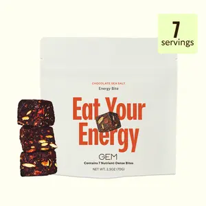 Energy Bite: Metabolism Boost - Supports Crash-Free Holistic Sustained Energy - 40mg Caffeine, Kelp, Amino Acids, Ginseng Root - Chocolate Sea Salt, 7CT