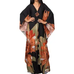 Bsubseach Women Ethnic Print Kaftan  Dress Plus Size Swimsuit Cover Up,Mrs. Roper Kaftan ，Swimsuit，bubu，mumu，Casual Womenswear Boho Caftan Baggy