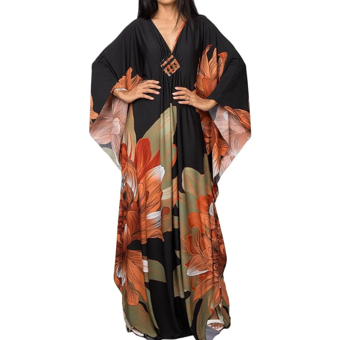 Bsubseach Women Ethnic Print Kaftan Dress Plus Size Swimsuit Cover Up,Mrs. Roper Kaftan ,Swimsuit,bubu,mumu,Casual Womenswear