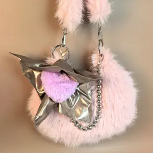 Fur Hand Bag Fall Season Lover's Gift Crossbody Purses Genuine Leather Casual Trendy Handbag