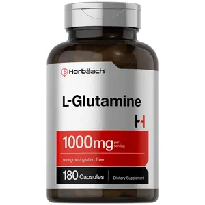 Horbaach L Glutamine Capsules 1000mg | 180 Powder Pills | Supplement For Women and Men | Pre Workout & Post Workout | Non-GMO & Gluten Free
