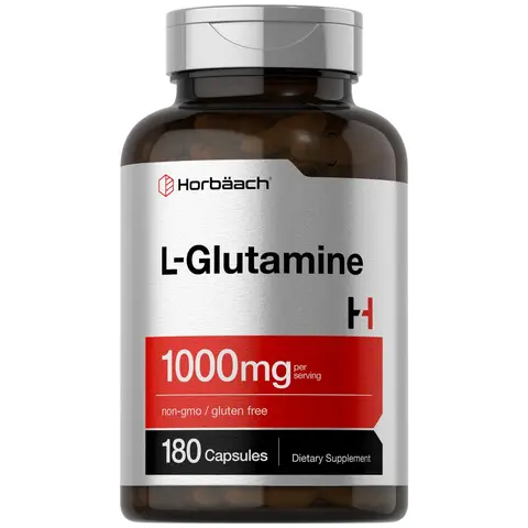 Horbäach L Glutamine Capsules 1000mg | 180 Powder Pills | Supplement For Women and Men | Pre Workout & Post Workout | Non-GMO & Gluten Free