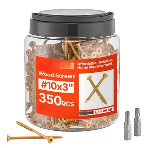 Wood Screws 350 PCS, # 10 x 3-Inch Anti-Rust Coated, Exterior Deck Screw Torx/T25 Star Drive, Metal Rust-Resistant Outdoor Decking Screws with 2 Screw Connectors, for Decking Fencing Framing