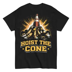 Hoist The Cone T-Shirt Funny Baseball Graphic Tee Sports Humor Shirt Baseball Team Celebration Casual Streetwear Unisex Cotton Shirt