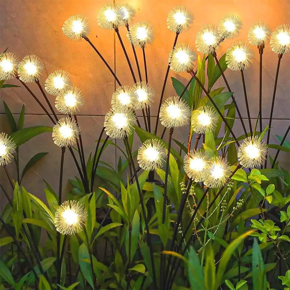 Solar outdoor waterproof firefly lamp, courtyard garden arrangement ambient decorative lamp, dandelion lawn ground lamp
