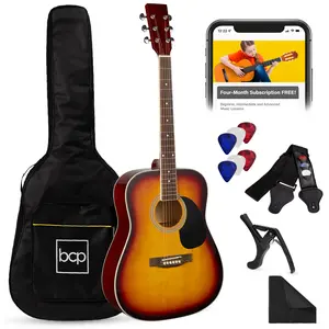 Best Choice Products 41in Full Size All-Wood Acoustic Guitar Starter Kit w/ Gig Bag, Pick, Strap, Rag