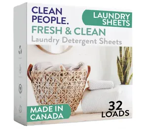 The Clean People Laundry Detergent Sheets - Laundry Soap - Ultra Concentrated, Recyclable Packaging, Stain Fighting - Fresh Scent, 32 Pack