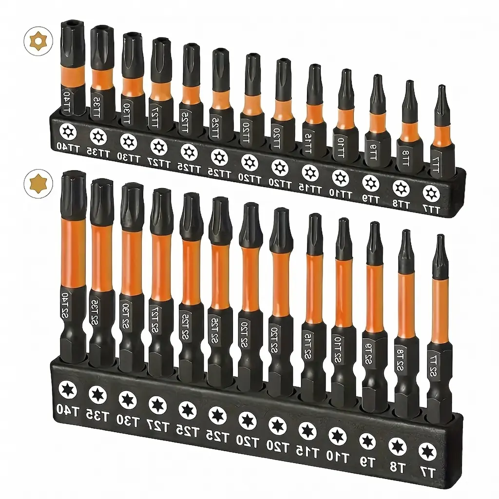 26-Piece Impact Torx Screwdriver Bits Set, T7-T40 S2 Steel Tamper-Proof Security Star Bits with CNC Machined Tips, 1" & 2" Lengths, Magnetic Holder & Storage Case for Drill Driver Power Tools Automotive Repair summerwins,summerwins