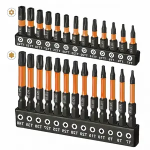 26pcs Impact Torx Bit Set T7-T40 S2 Steel Tamper-Proof Security Star Bits CNC Machined Tips 1" & 2" Lengths Includes Magnetic Holder Storage Case for Drill Driver Power Tools Automotive Electronics Repair