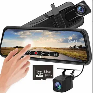 Dash Camera For Cars, Car Dvr, 10'' Rear View Mirror Camera Mirror Dash Cam, 1080P Front And 720P Rear Backup Camera, Full Touch Screen, Loop Recording, Night Vision, 170° Wide Angle, Includes 32G Card, Easy To Install