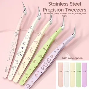 Stainless Steel Precision Tweezers – Perfect for Crafts, Stickers, Nail Art, Lashes & More - Optional Carrying Case