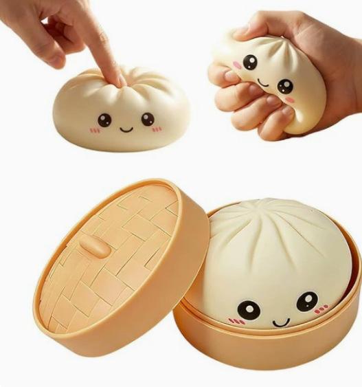 Squishy Dumpling Stress Balls for Adults, Dumpling Squishy Toys for Kids, Dumpling Fidget Sensory Toy,Diameter Squeeze Dough Ball Stress Relief Toy, Stretchy Stress Ball Squish Toys