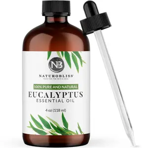 NaturoBliss Eucalyptus Essential Oil 4oz Premium Quality 100% Pure Undiluted for Aromatherapy & Relaxation with Free Dropper Cap